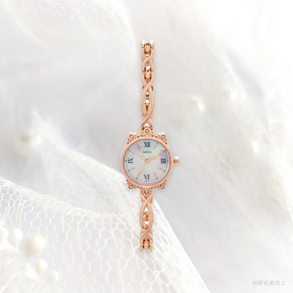 Fieldwork Analog Watch with Natural Shell and Metal Accessory Amel Pink Women's Band, Buckle, Gold, JN032-3