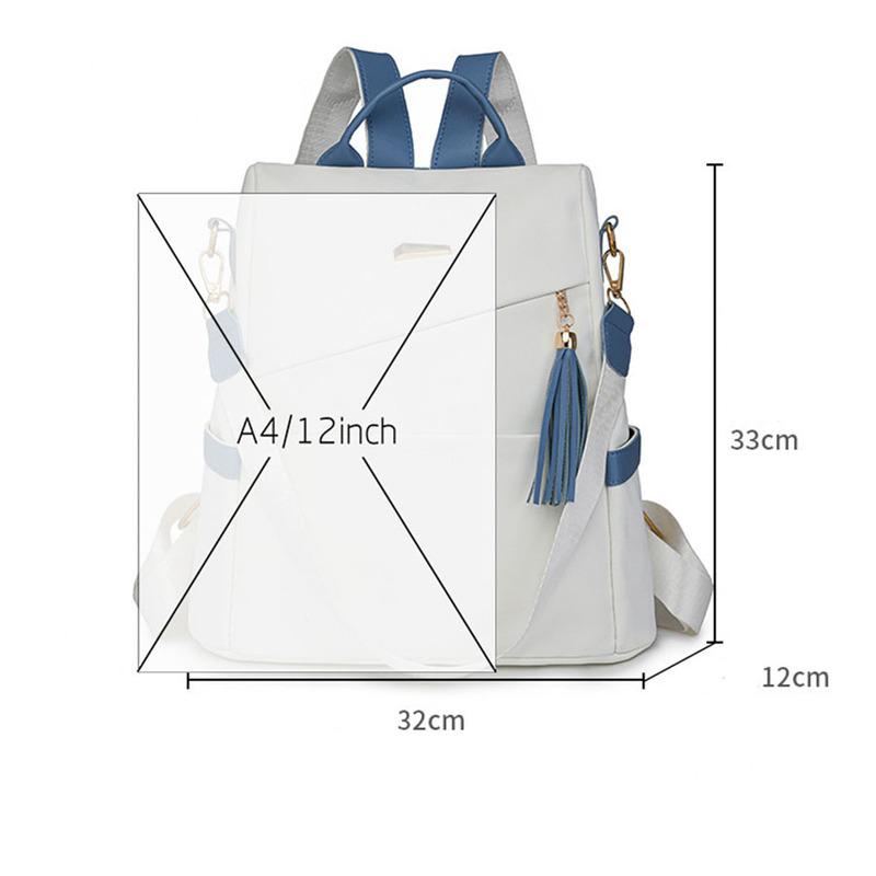 2025 Oxford Cloth Stitching Women'S Backpack Anti-Theft Back Zipper Girls Schoolbag Casual Travel Double Shoulder Backpack