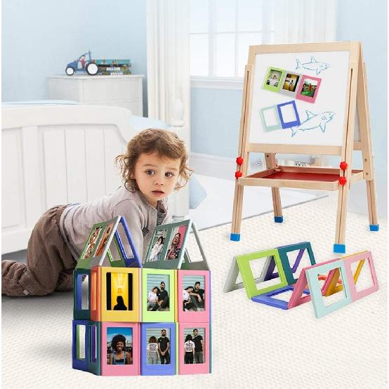 10 Pack Magnetic 2x3 Picture Frames For Fujifilm tax Mini Film, Cute Multiple Colorful Tiny Small 2 by 3 Inch Collage Photo Display Bulk Set For