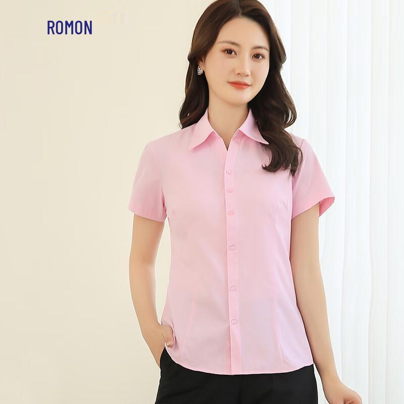 Luomeng Women's Slim-Fit Short-Sleeve Professional Shirt