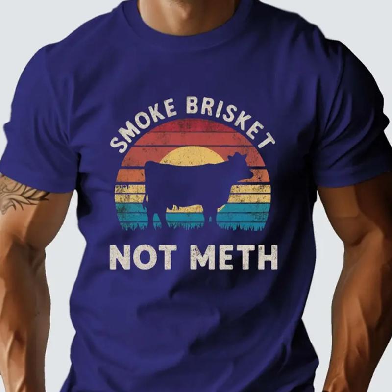 New Summer Men's Fashion T-shirt Personality Rainbow Bull Printed Men's T-shirt Top