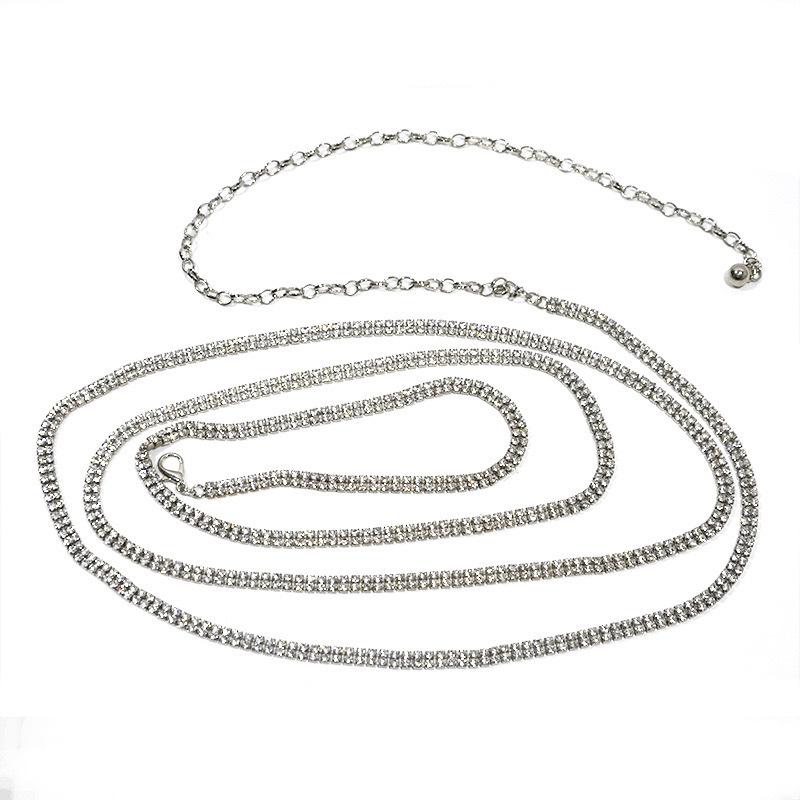 European & American Rhinestone-Embellished Women's Thin Waist Belt for Bridal Dresses
