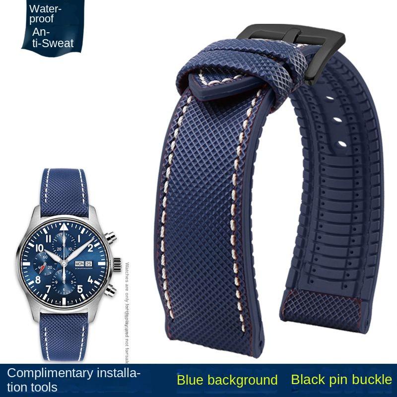 20mm 22mm 23mm 24mm Nylon Rubber Bottom Waterproof Watch Band for Longines IWC Pilot Mark 18 Seiko Omega Series Watchband Strap