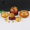 Crystal Cornucopia Chinese Crystal Gold Ingot Glass Yellow Fortune Cornucopia Treasure Bowl Feng Shui Statue Crafts Decoration