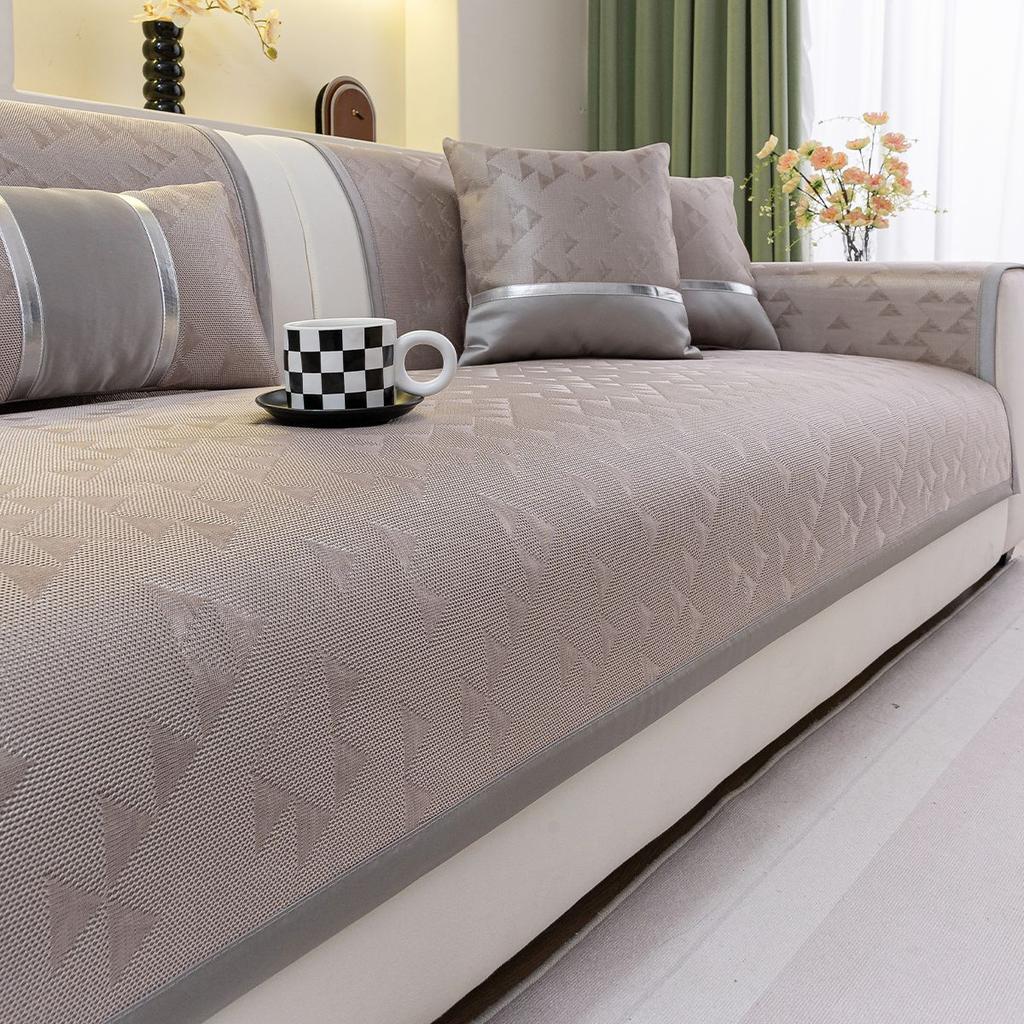 New High-End Light Luxury Summer Ice Silk Leather Sofa Cushion Summer Mat Non-Slip Seat Cushion Advanced Sense Cover Cloth