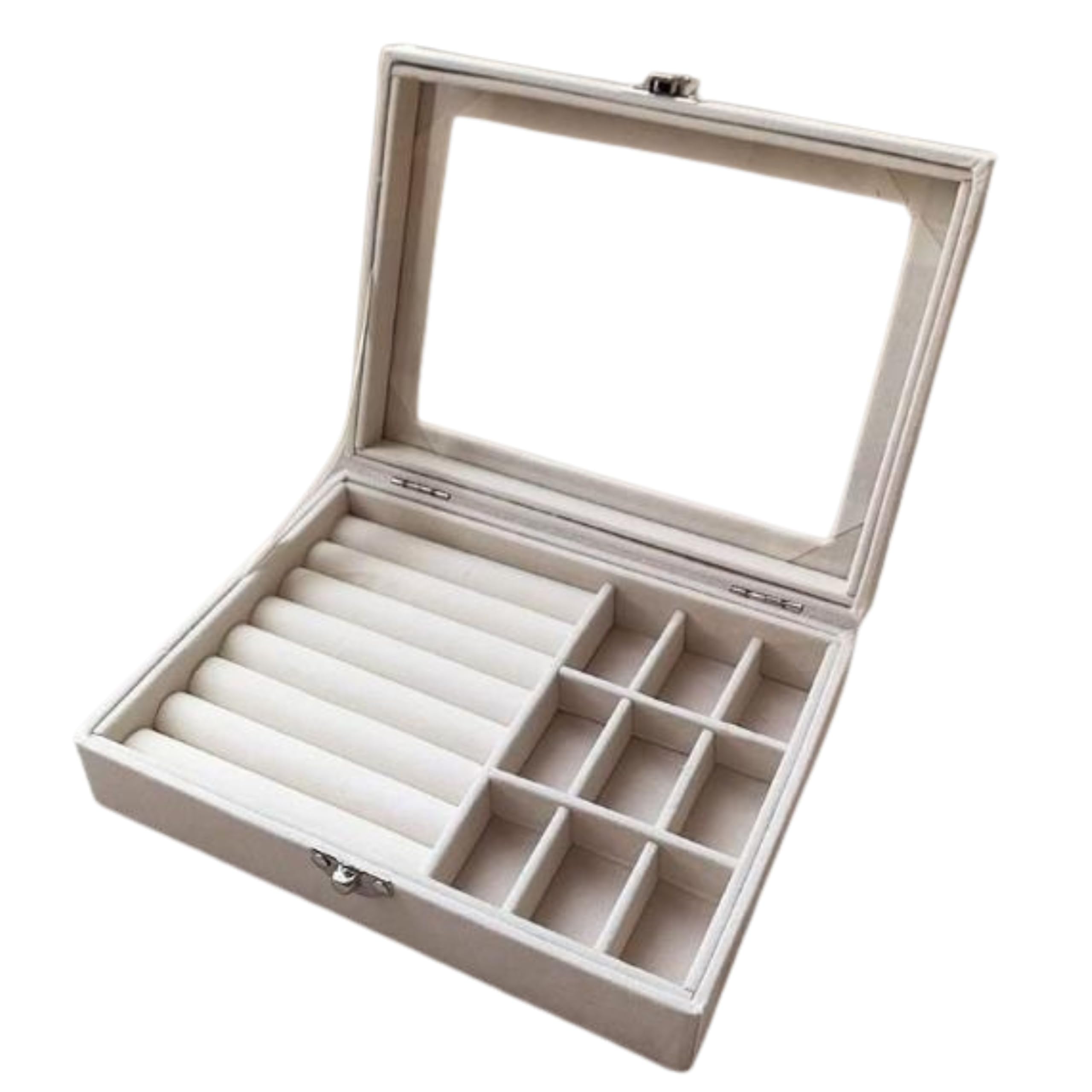 

Jewelry Box, Accessory Storage Case for Rings, Earrings, and Necklaces, Portable, 20 x 15 x 5 cm (White)