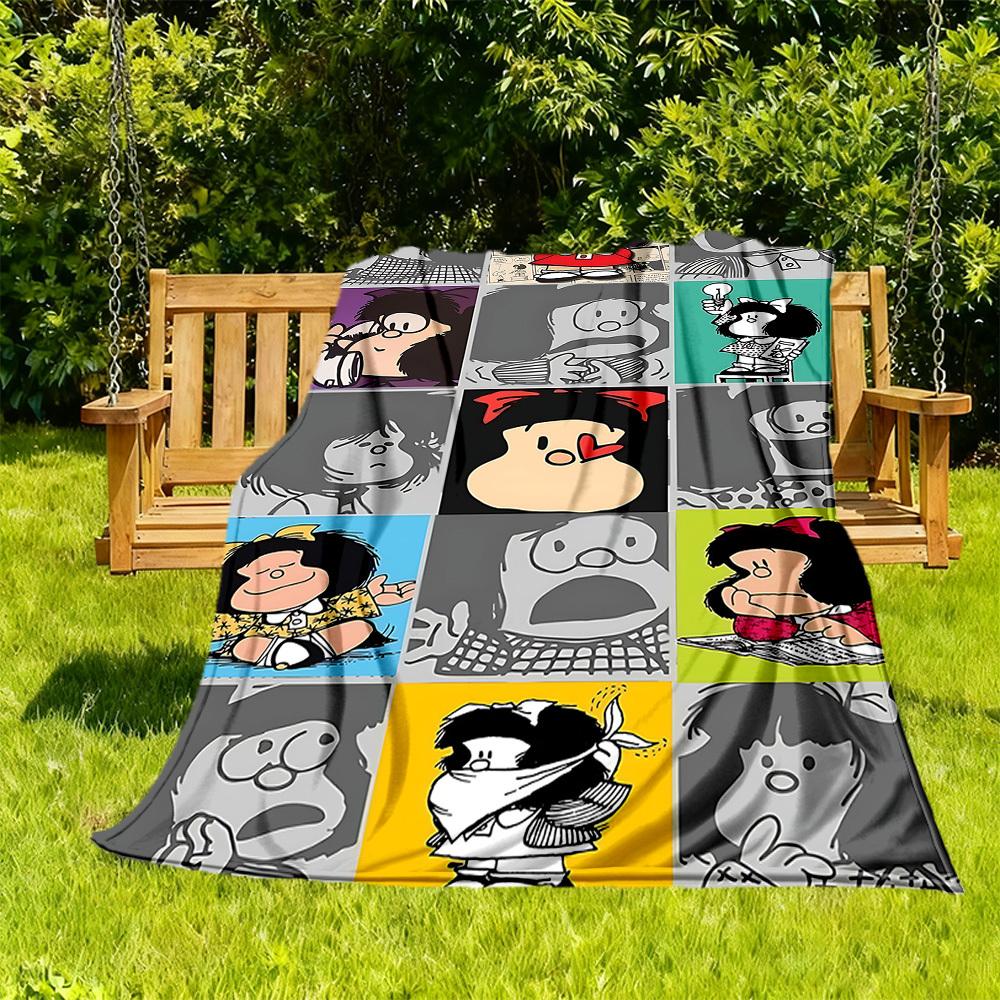 

1PC Mafalda Hearts Outdoor Blanket Lightweight Flannel, Soft & Warm, All-Season Use for Sofa, Outdoor, Camping, Living Room30 130x150cm