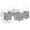 VidaXL Ensemble à Manger de Jardin avec Coussins 7 pcs, Table et Chaises avec Dossier Réglable, Meubles d'Extérieur Patio 3212198