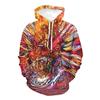 Herren Hoodie mit langem Ärmel, 3D Digital Bunte Serie