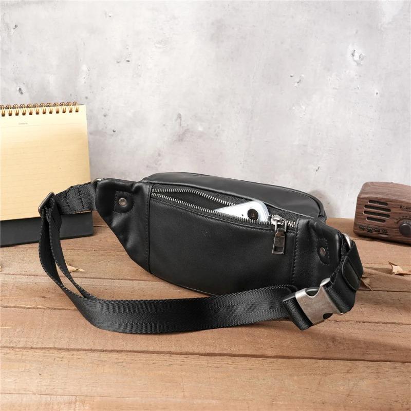 Vintage Motorcycle Men's Crossbody purse - Genuine Cowhide Leather Phe Waist Pack & Lightweight Sport Chest Bag