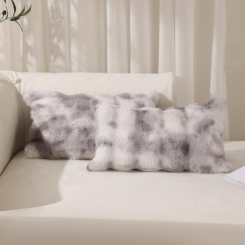 Bubble Velvet Imitation Bunny Fur Solid Color Tie-dye Plush Living Room Sofa Pillow Bubble Fur Cushion Home Textile Decoration