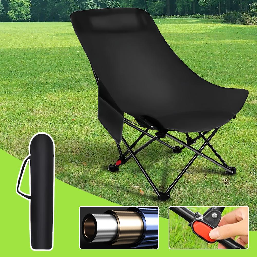 Folding Camping Chair Foldable Fishing Chair Ultralight Compact Beach Chair with Carrying Bag Adjustable for Outdoor Activities
