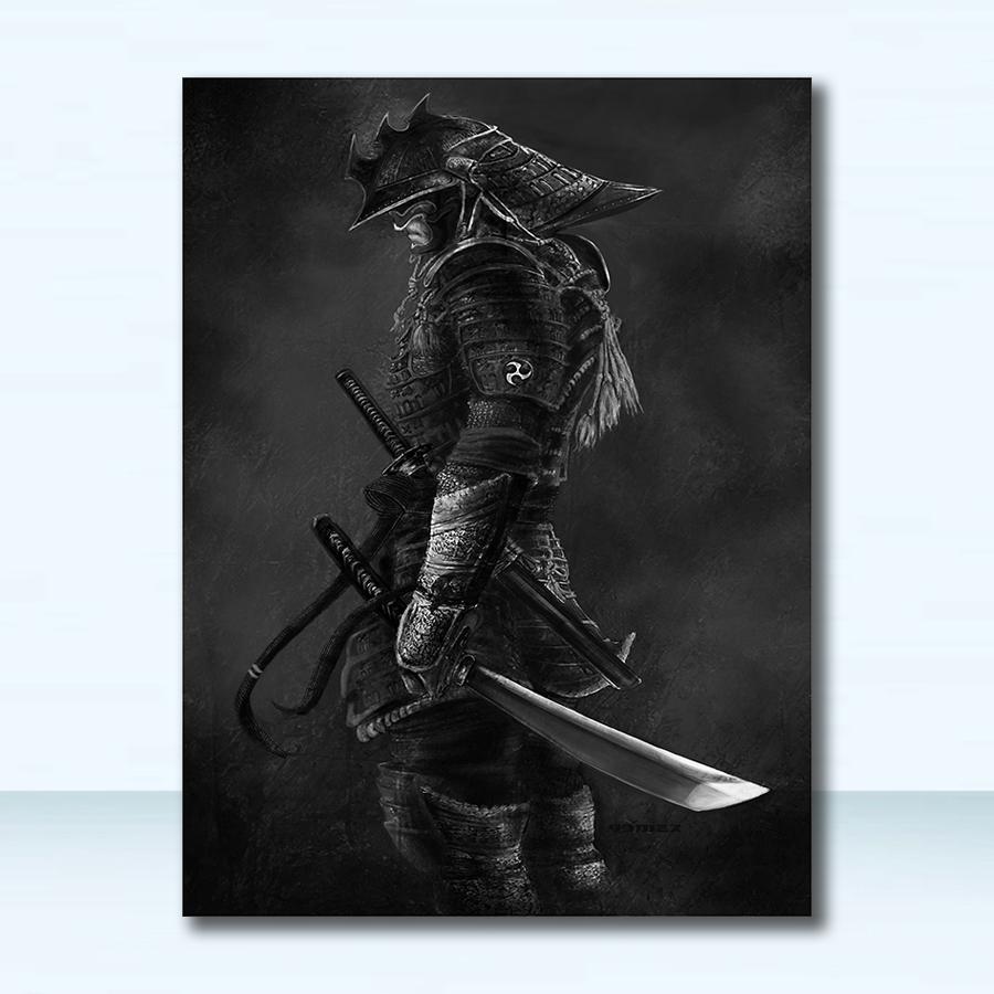 Bilder Lerretstrykk for stuen HD hjemmedekorasjon og trykk Japansk samurai lerret oljemaleri Moderne veggkunst