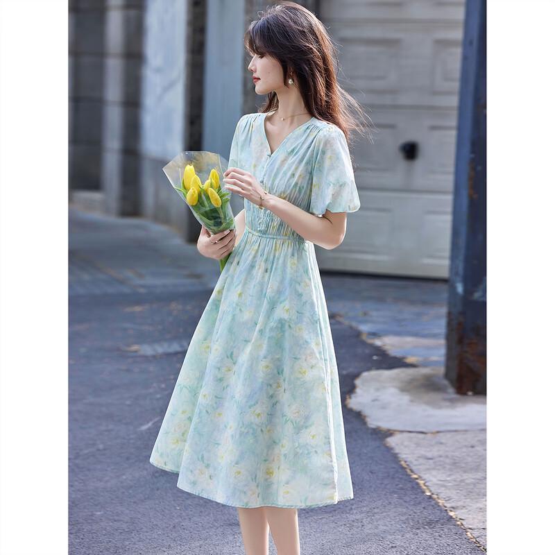 Elegant Fairy Style V-Neck Floral Summer Maxi Dress