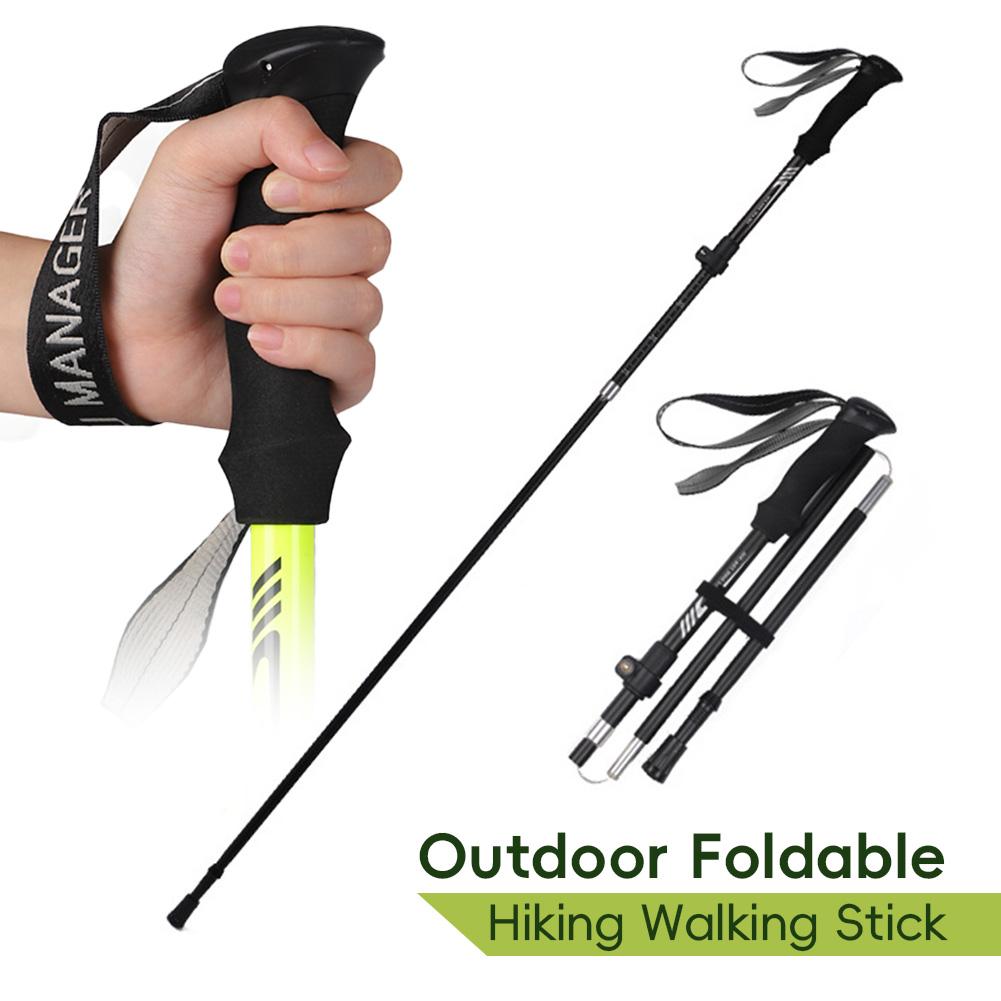 Outdoor Fold Trekking Pole Camping Portable Walking Hiking Stick for Elderly 5 Section Ultralight Carbon Fiber Telescopic Sticks