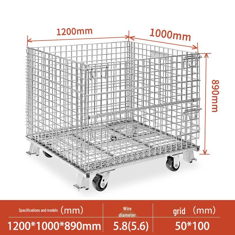 Movable Foldable Metal Storage Cage for Warehouse and Workshop Logistics