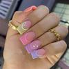 Pre-made Press-On Nails With Gradient Line Design Minimalist INS Style False Nail Tips Women
