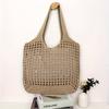 1pc Women'S Crochet Tote , Large Capacity Hollow Woven Shopping with Fixed Shoulder Strap,Ideal for Travel, Bags for Women