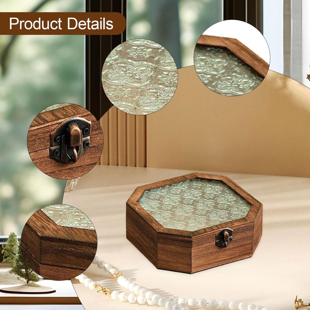 Elegant And Sturdy Wooden Jewelry Storage Box with Lid, Ideal for Earrings, Medals, Bracelets,