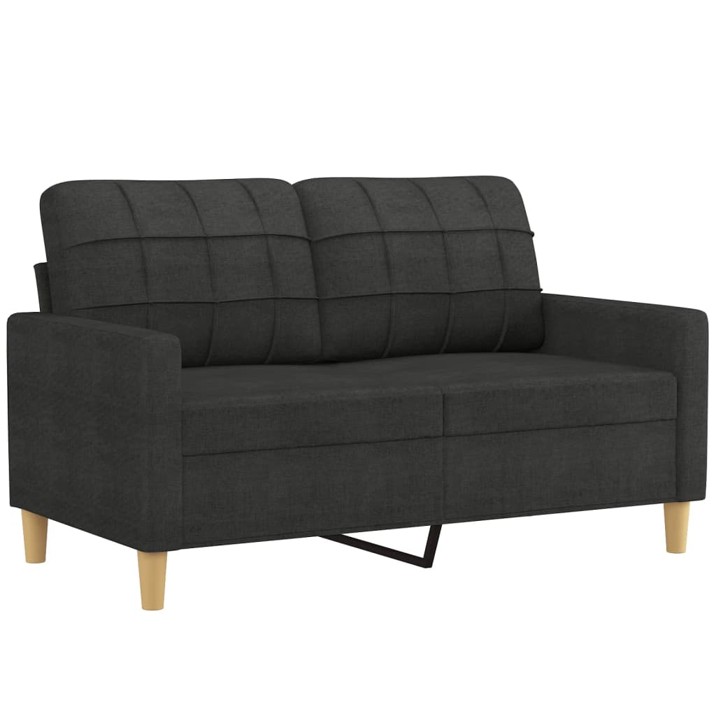 2 Piece Sofa Set with Cushions Black Fabric