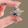 Golden Plated Scarf Pin Rhinestone Hollow Planet Brooch, Metal Lapel for Men Women, Brooch Decorative Badge Clothes Bag Hat Suits Anti Slip Collar