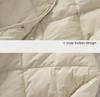 Women's Lightweight Collarless Down Jacket - Diamond-Shaped Quilting, Round-Neck, Loose Fit for Students