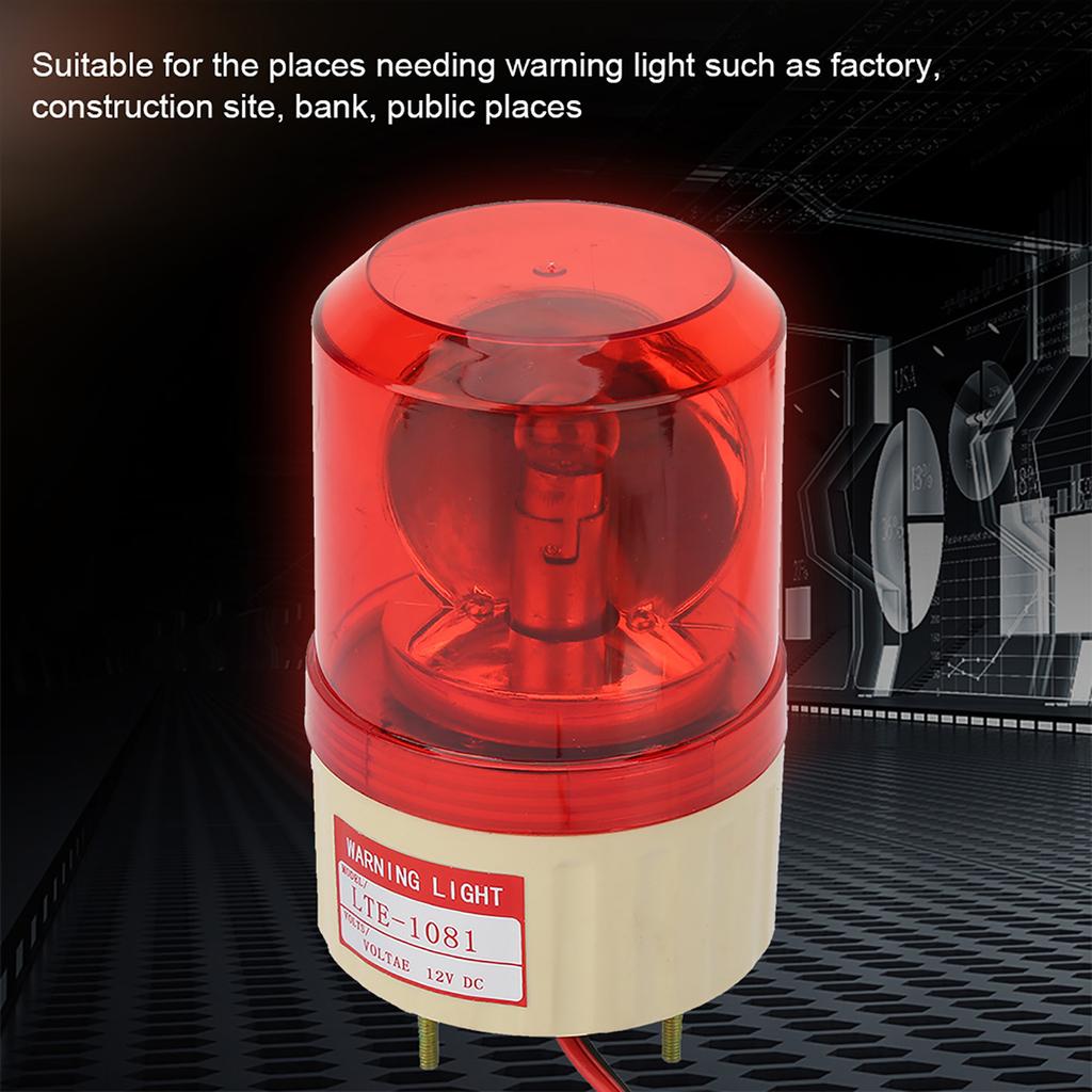 DC 12V Flash Rotary Warning Light Alarm Lamp Factory Construction Red