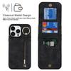 Cover for Phone16 Series Rings Stand Case with Card Slot Holder and Kickstand Leather Wallet Case