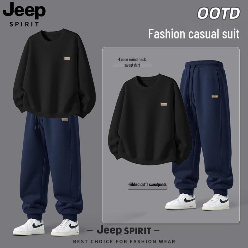 JEEP SPIRIT Men's 2025 Casual Sweatshirt & Sweatpants Set