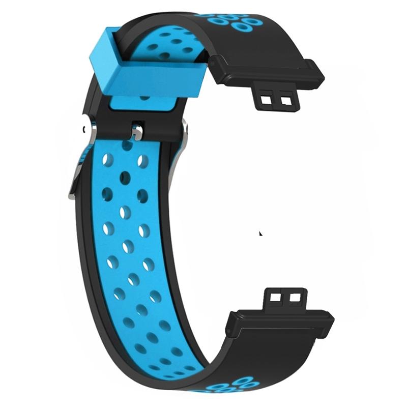 

For Huawei Watch Fit/Watch Fit Special Edition Dual Color Silicone Watch Band with Breathable Holes Black+Grey