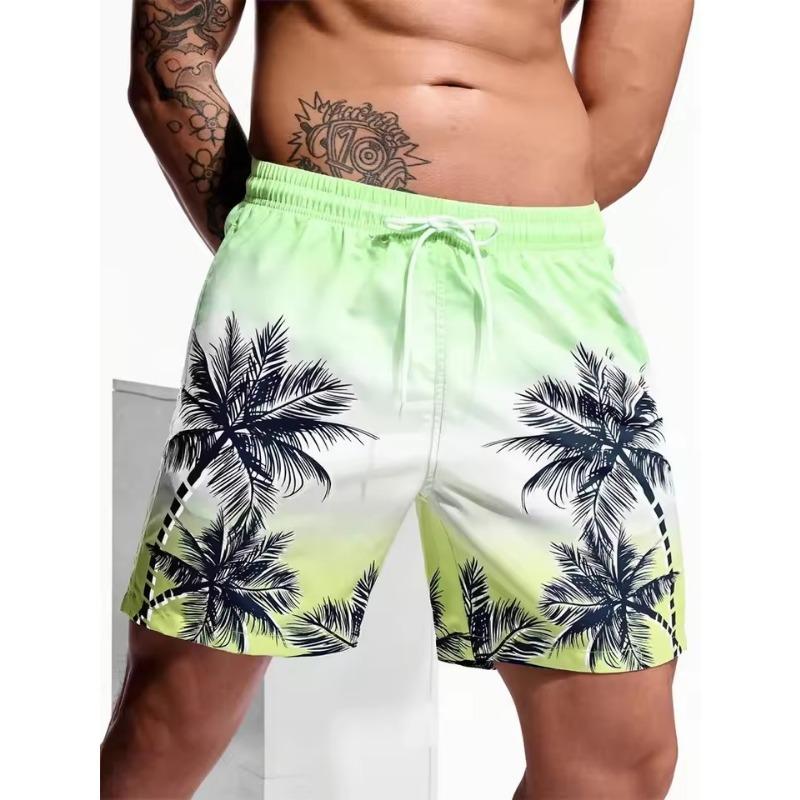 Vintage Växt 3D-printade Badshorts Herr PalmGrafiska Korta Byxor Sommar Hawaiianska Andningsbara Simbyxor Herr Löst IsShorts