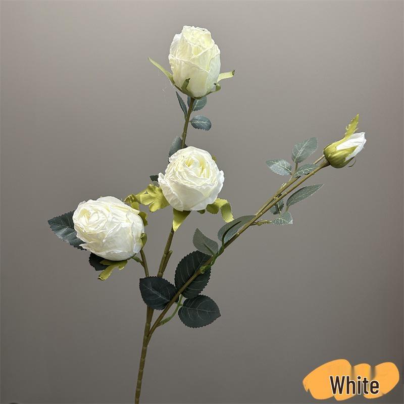 Retro French-Style Scorched Edge Rose Bouquet, Handheld Fake Flower for Wedding or Living Room Arrangement