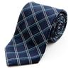 [Michiko London] Brand Necktie for Men, Made In Japan, 100% Silk, Check Pattern, Stripe (D: Navy)