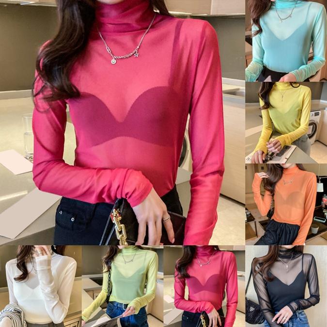 

Сетчатая ультратонкая прозрачная нижняя рубашка, женский летний топ из ледяного шелка ярких цветов