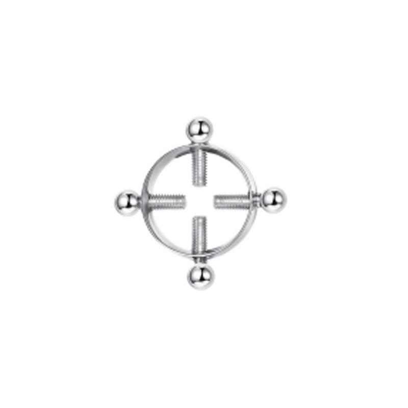 Adjustable Stainless Steel Flower Nipple Rings with Zircon Chain - Provocative Body Piercing Jewelry