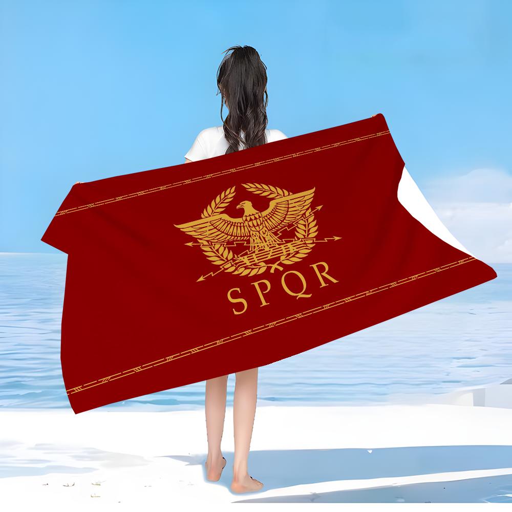 Asciugamani da Spiaggia Grandi in Microfibra Stampati SPQR Romano Asciugamano ad Asciugatura Rapida Asciugamani da Spiaggia Sabbiosa Asciugamano da Piscina per Viaggio Piscina Nuoto Yoga