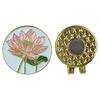 Golfballmarkør Hattklemme Emalje Lotusblomst Design Magnet Hattklemme Ballmarkør Golftilbehør for Kvinner Menn Golfspiller Gave