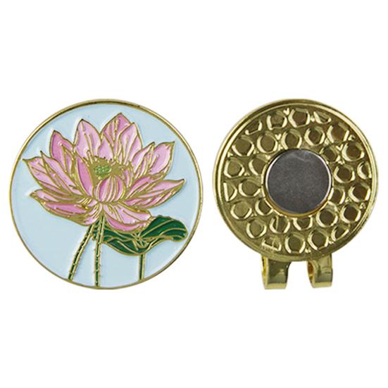 Golfballmarkør Hattklemme Emalje Lotusblomst Design Magnet Hattklemme Ballmarkør Golftilbehør for Kvinner Menn Golfspiller Gave