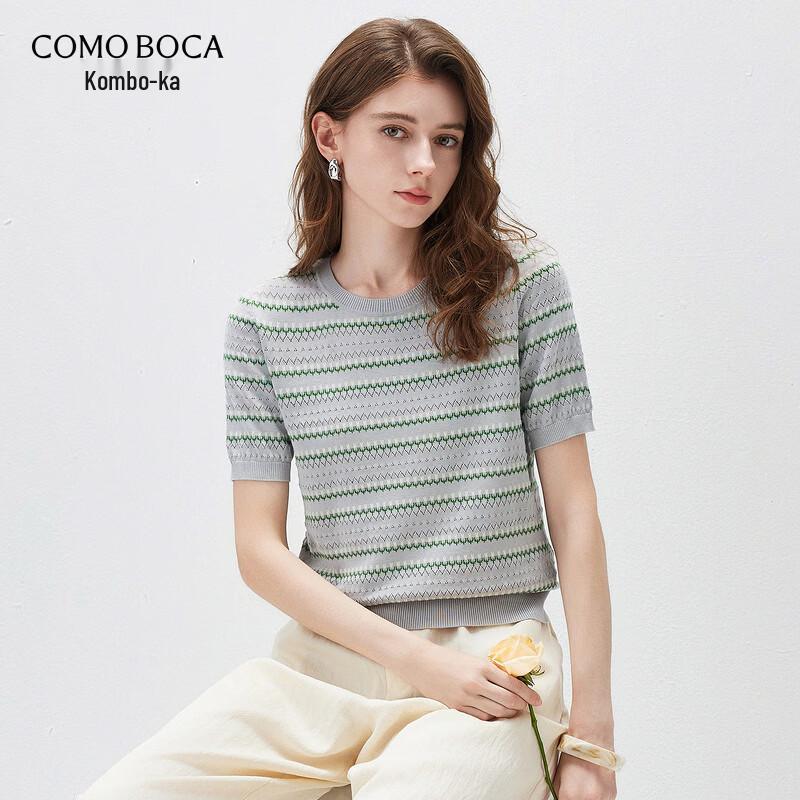 Komang Boca Women s Silk Blend Striped Knit T-Shirt L