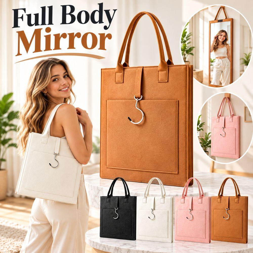 Shatterproof Folding Full Length Mirror Portable Felt Storage Bag New Full Body Mirror Door
