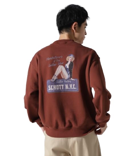 

Schott CREW SWEAT PINUP GIRL Men s Crew Neck Sweatshirt, Size XL, 050, Brown, 782-4232015
