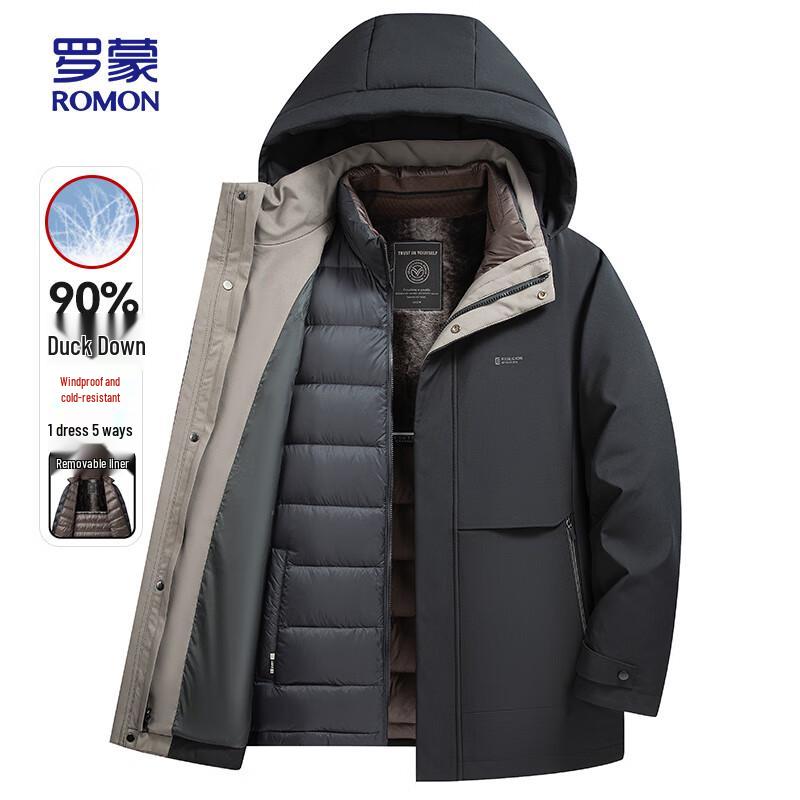 ROMON Men s Thick Hooded Duck Down Jacket 190