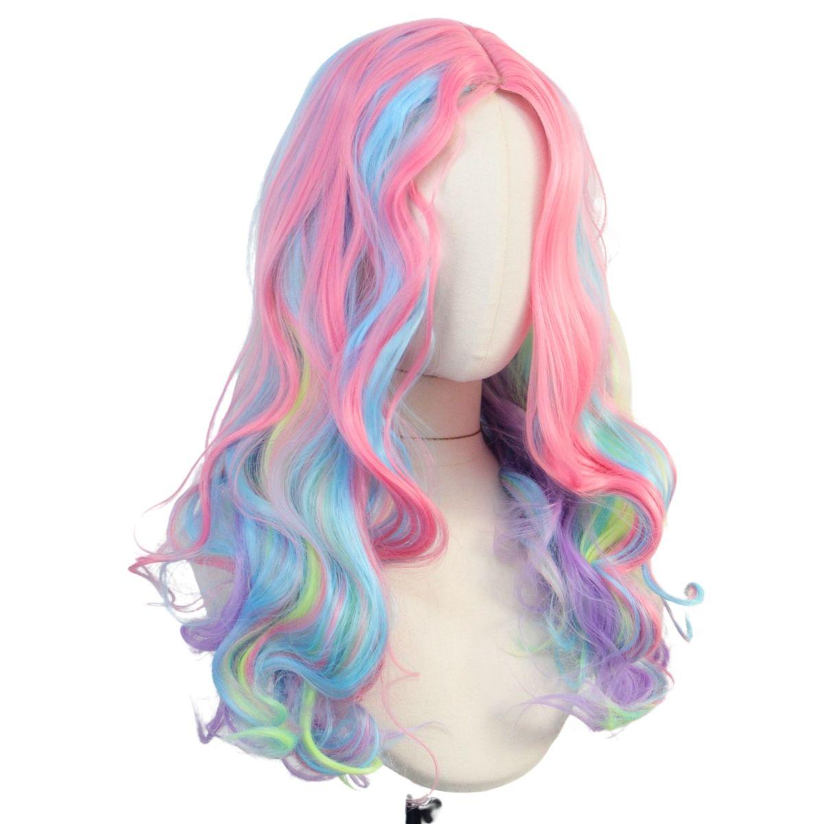

Colorful Gradient Long Curly Hair Synthetic Wig Middle Part Anime Style for Women Party Costume Gift - Four Styles Available