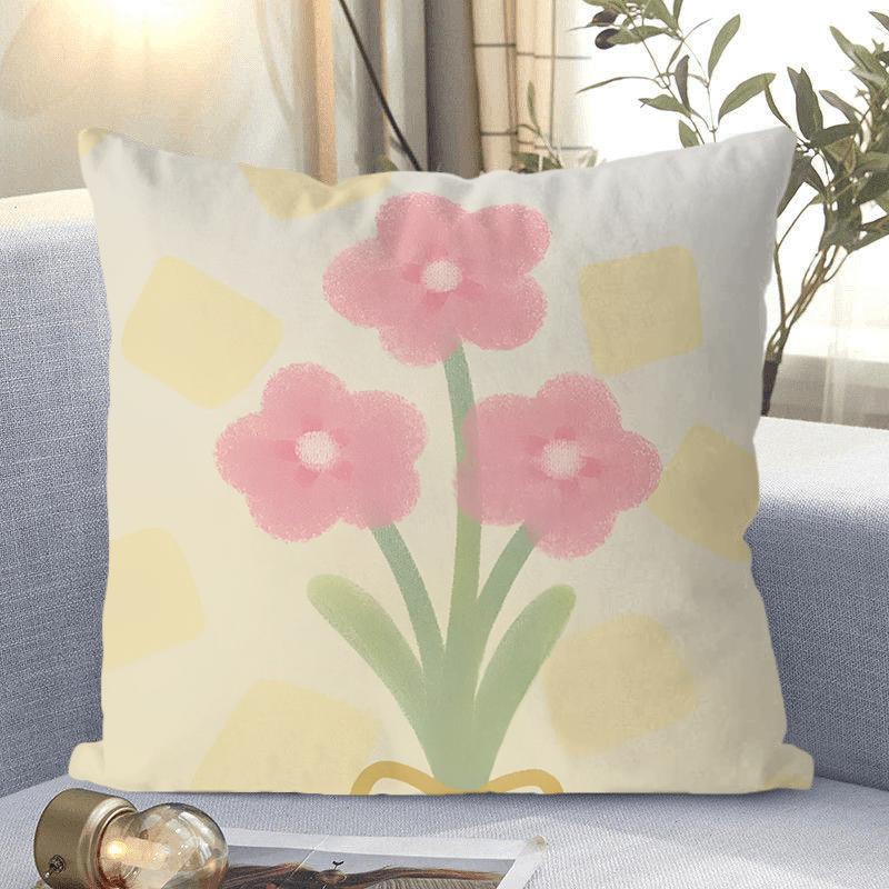 Ins Style Small Fresh Flower Pattern Decorative Pillowcase Living Room Bedroom Square Cushion Pillowcase