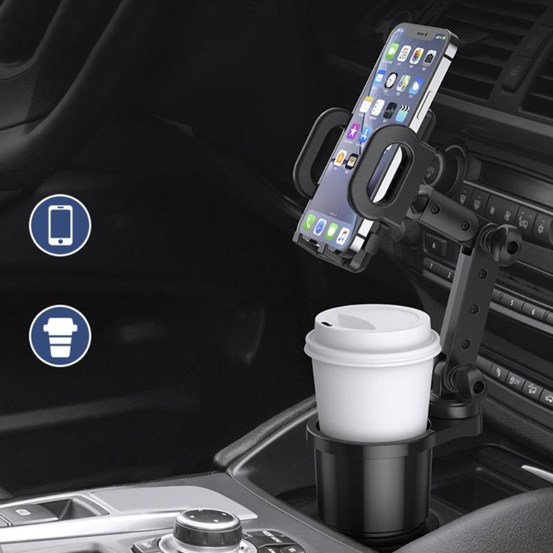 2 in 1 Phone Mount Cradle Beverage Base Universal Holder 360 Degree Rotation