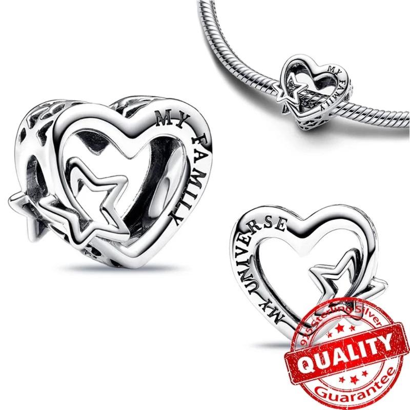 925 Silver Heart Charm Beads Full Diamond Round Rose Pendant for DIY Necklace Bracelet Jewelry Gift