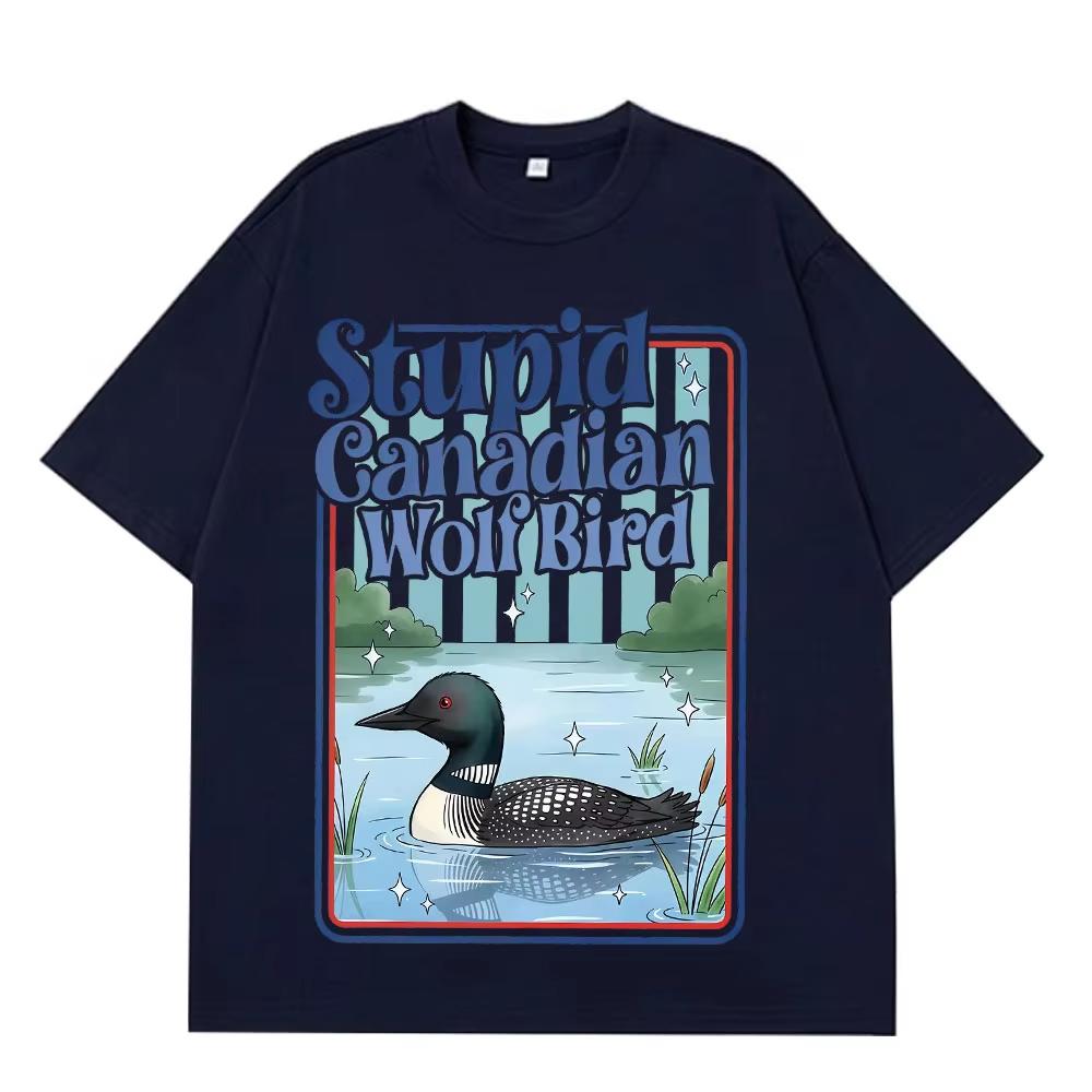 Dummer Kanadischer Wolfsvogel Lustiges Meme T-Shirt Herren Damen Mode Lässig Baumwoll-T-Shirts 2026 Sommer Kurzärmelige Baumwoll-T-Shirts