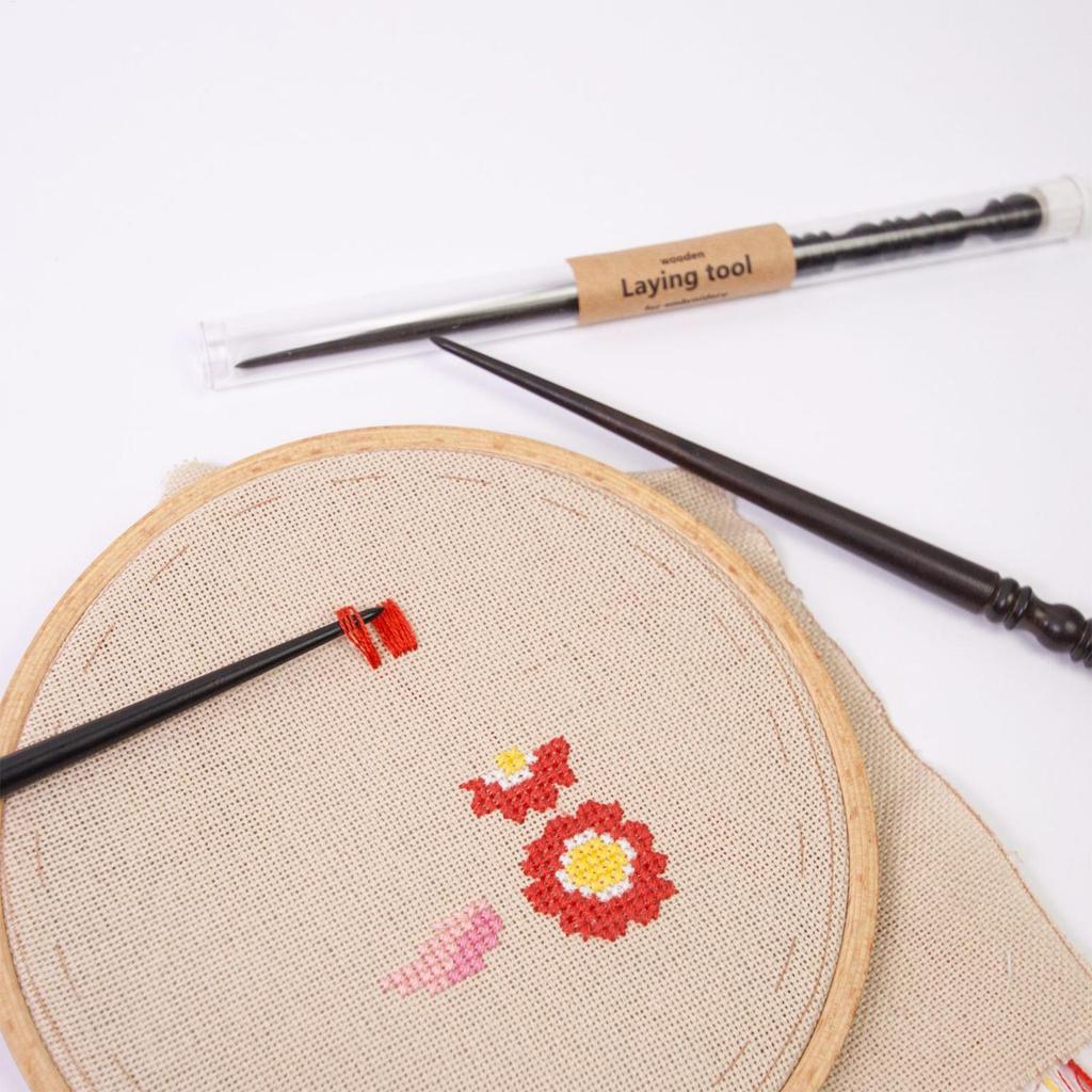 Stiletto For Sewing Needlework Laying Tool Stiletto Handheld Fabric Crafts Aid Padauk Wood Thread Guide For Embroidery Studio