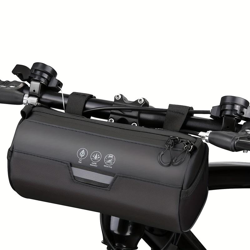 Bike Handlebar Bag Waterproof - Bicycle Handlebar Roll Bag with Large Reflective Area, Bike Front Pouch with Waterproof Zipper