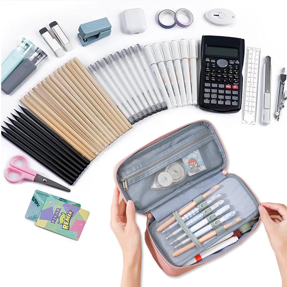 Large Capacity Multi-layer Pencil Case for High School Students - Dirt-resistant and Simple Design